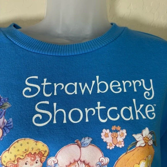 Blue Strawberry Shortcake Sweatshirt Crewneck Relaxed Cozy Fit - Picture 4 of 9